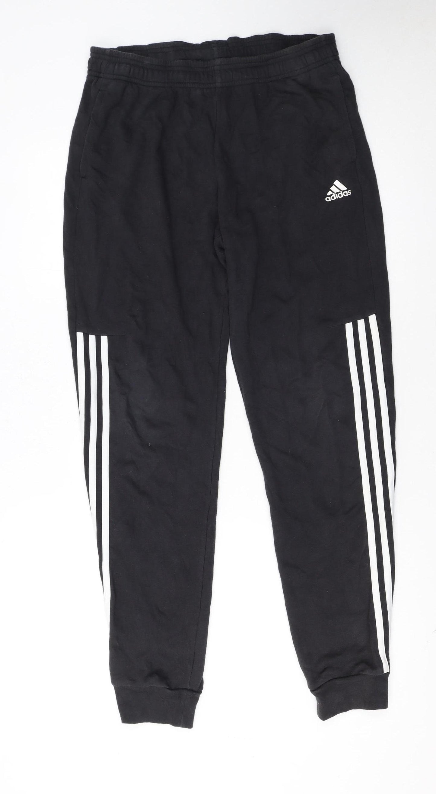 adidas Boys Black Jogger Trousers 15-16 Years Elastic Waist Activewear