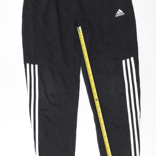 adidas Boys Black Jogger Trousers 15-16 Years Elastic Waist Activewear