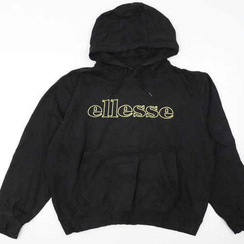 Ellesse Womens Black Pullover Hoodie L Logo Print Casual Wear