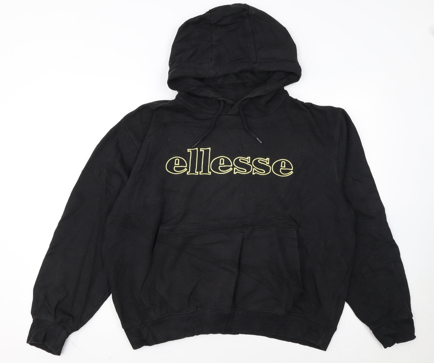 Ellesse Womens Black Pullover Hoodie L Logo Print Casual Wear