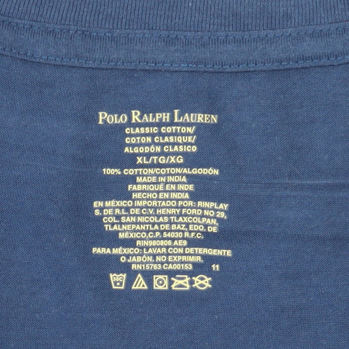 Polo Ralph Lauren Men's Blue V-Neck Cotton T-Shirt XL