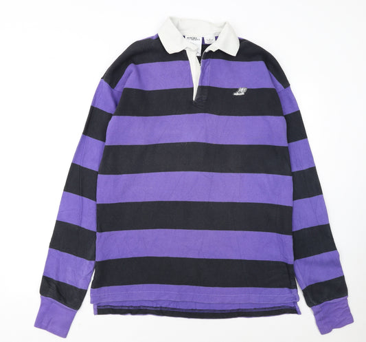 Adidas Jeremy Scott Men's Purple Striped Long Sleeve Polo Rugby Shirt M