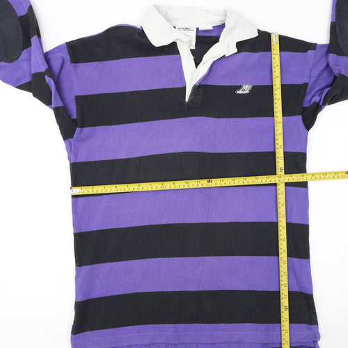 Adidas Jeremy Scott Men's Purple Striped Long Sleeve Polo Rugby Shirt M