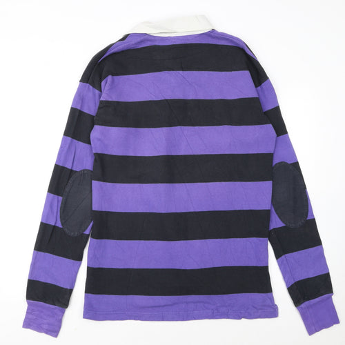 Adidas Jeremy Scott Men's Purple Striped Long Sleeve Polo Rugby Shirt M