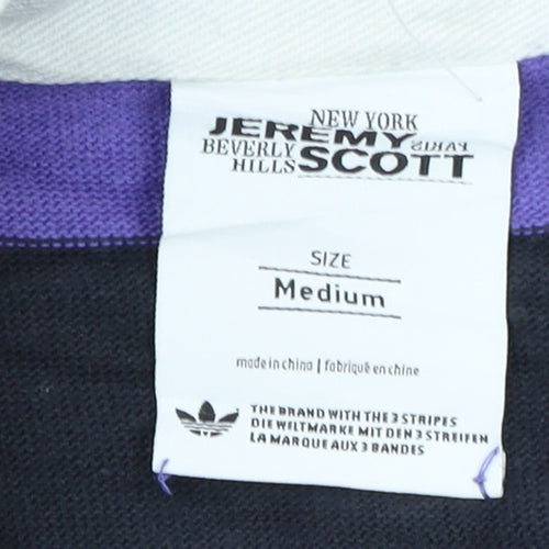 Adidas Jeremy Scott Men's Purple Striped Long Sleeve Polo Rugby Shirt M