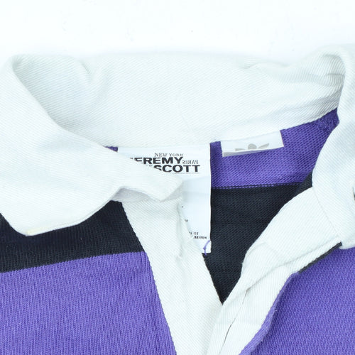 Adidas Jeremy Scott Men's Purple Striped Long Sleeve Polo Rugby Shirt M