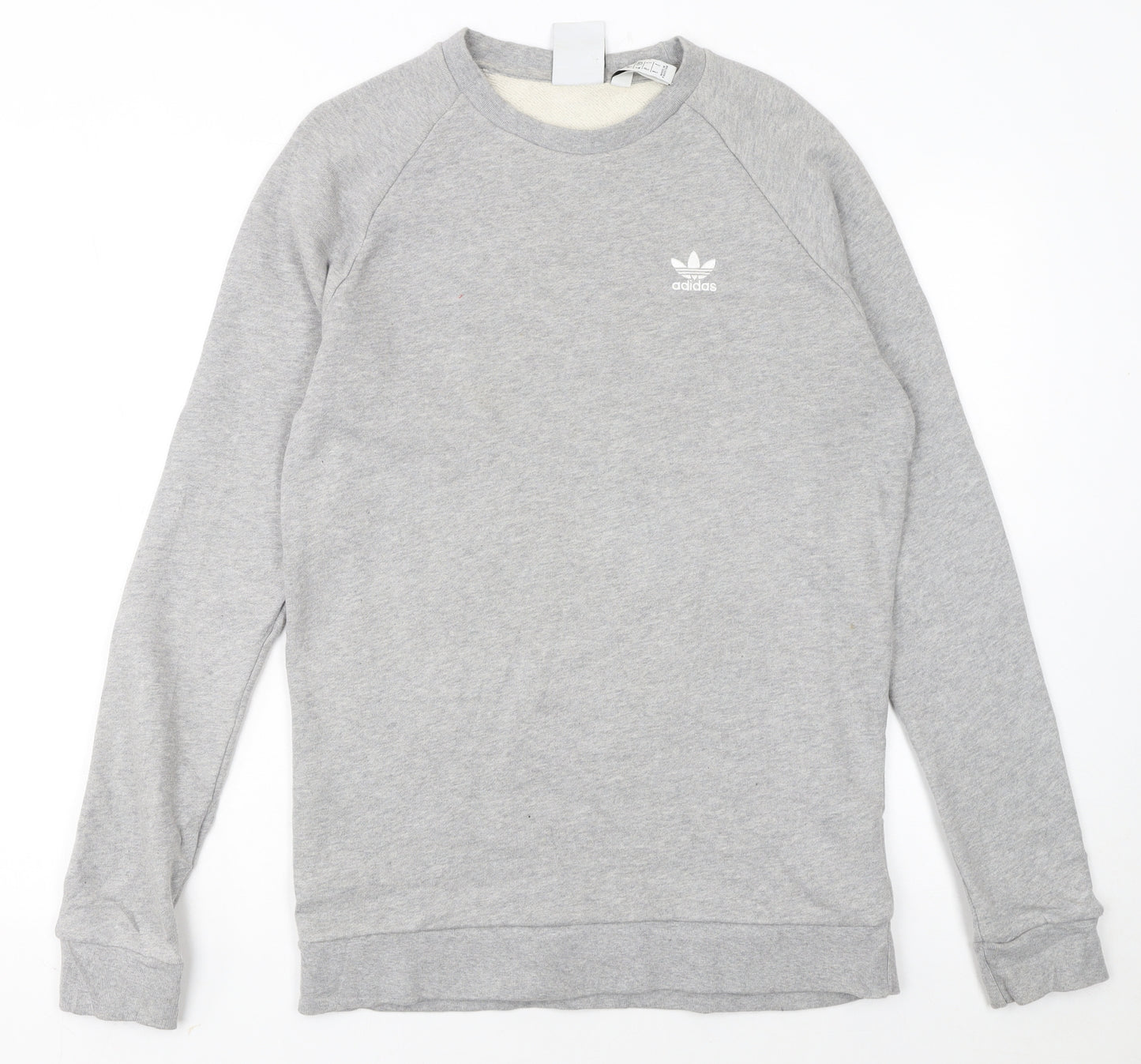 adidas Men Grey Small Trefoil Logo Pullover Sweatshirt