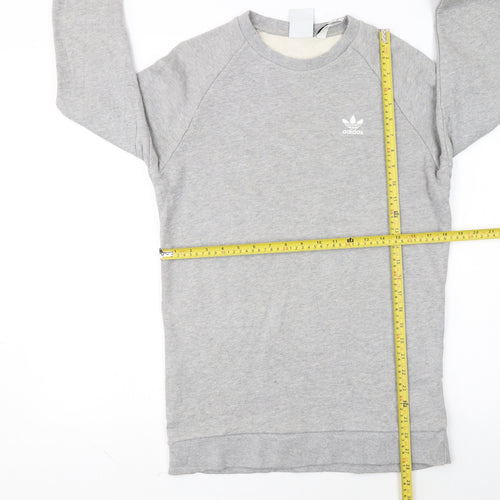 adidas Men Grey Small Trefoil Logo Pullover Sweatshirt