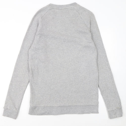 adidas Men Grey Small Trefoil Logo Pullover Sweatshirt