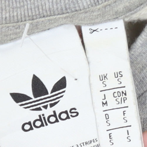 adidas Men Grey Small Trefoil Logo Pullover Sweatshirt