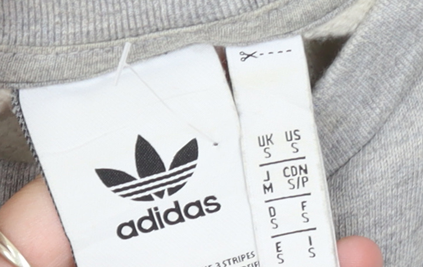 adidas Men Grey Small Trefoil Logo Pullover Sweatshirt