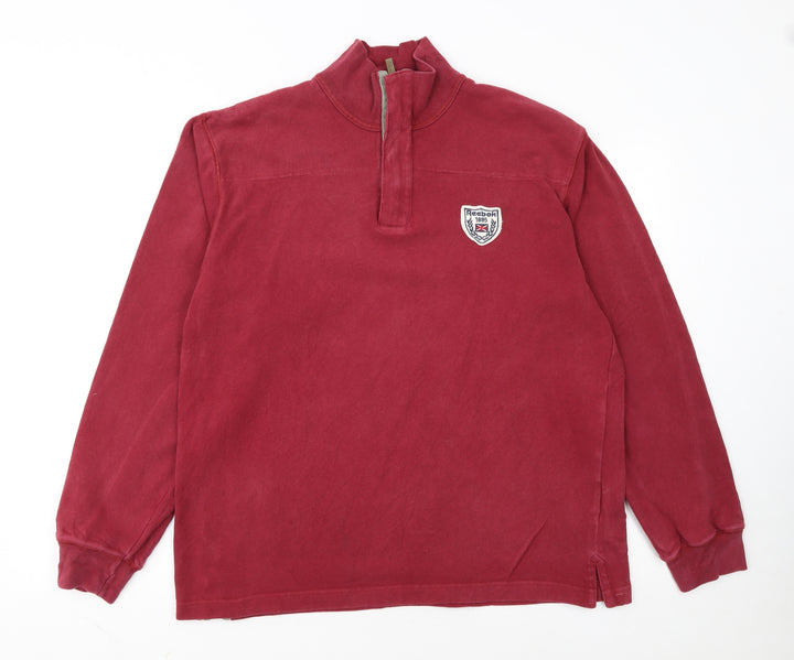 Reebok Mens Red 1/2 Zip Sweatshirt Medium Vintage Sportswear