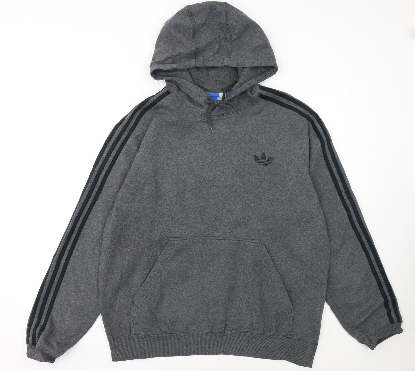 Adidas Men's Grey Pullover Hoodie L Regular Fit Sportswear