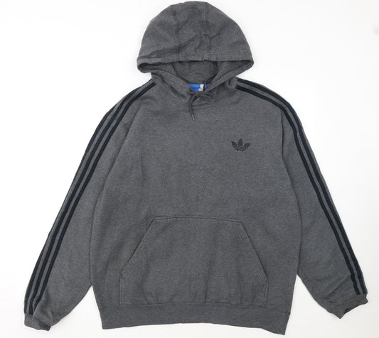 Adidas Men's Grey Pullover Hoodie L Regular Fit Sportswear