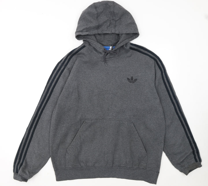 Adidas Men's Grey Pullover Hoodie L Regular Fit Sportswear