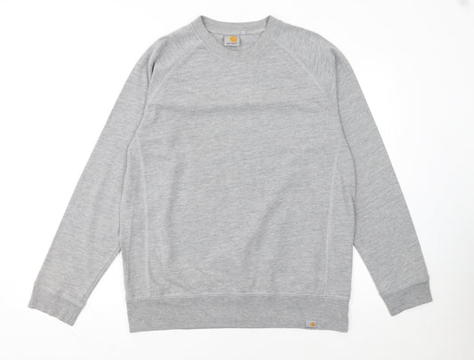 Carhartt Men's Grey Crew Neck Pullover Sweatshirt Size L