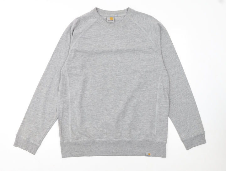 Carhartt Men's Grey Crew Neck Pullover Sweatshirt Size L