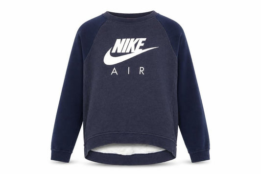 Front view of Nike Women’s Navy Blue Air Logo Pullover Sweatshirt, size M