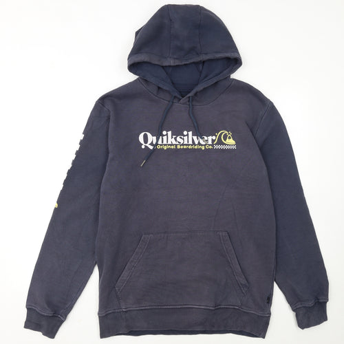 Quiksilver Men's Blue Pullover Hoodie Medium Fleece Surf Logo