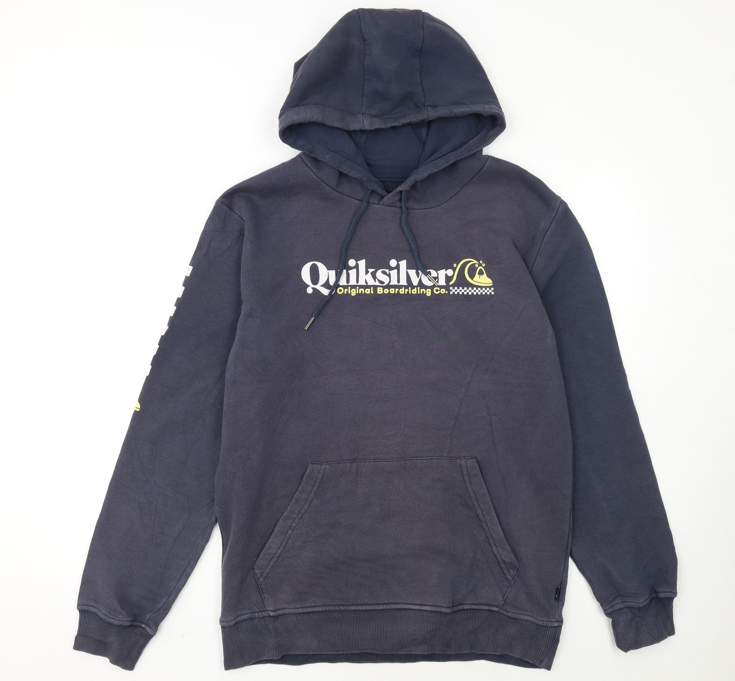 Quiksilver Men's Blue Pullover Hoodie Medium Fleece Surf Logo