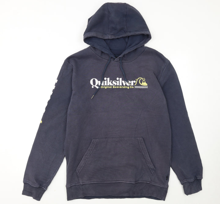 Quiksilver Men's Blue Pullover Hoodie Medium Fleece Surf Logo