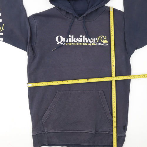 Quiksilver Men's Blue Pullover Hoodie Medium Fleece Surf Logo