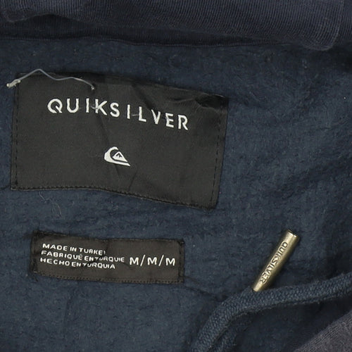 Quiksilver Men's Blue Pullover Hoodie Medium Fleece Surf Logo