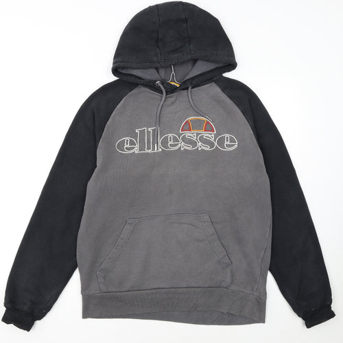 Ellesse Men’s Grey Pullover Hoodie L Logo Graphic Sweatshirt