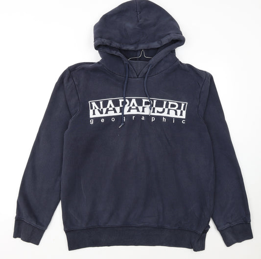 Napapijri Men's Blue Pullover Hoodie L Fleece Lined