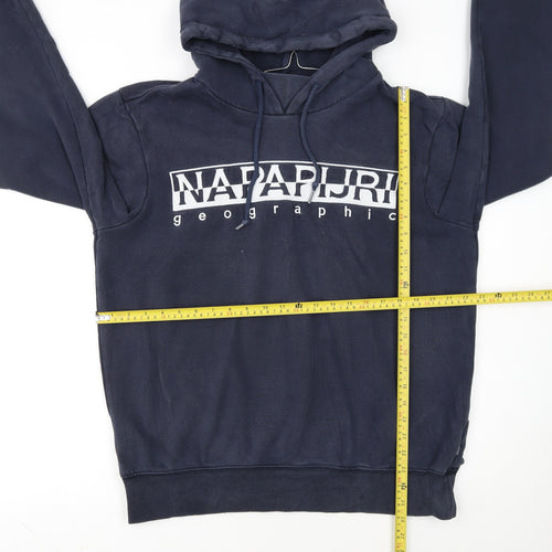 Napapijri Men's Blue Pullover Hoodie L Fleece Lined
