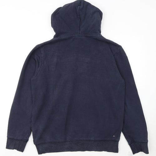 Napapijri Men's Blue Pullover Hoodie L Fleece Lined