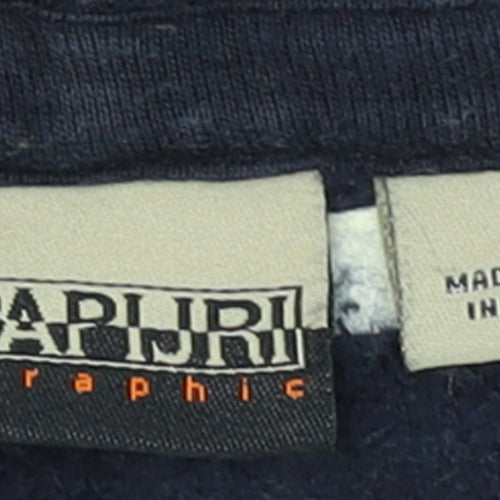 Napapijri Men's Blue Pullover Hoodie L Fleece Lined