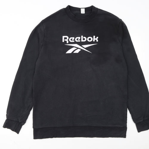 Reebok Men Black Crew Neck Pullover Sweatshirt L