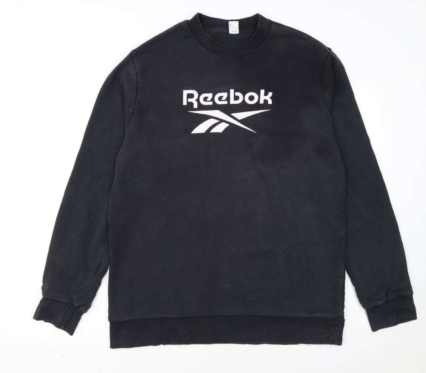 Reebok Men Black Crew Neck Pullover Sweatshirt L