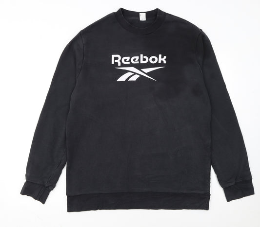 Reebok Men Black Crew Neck Pullover Sweatshirt L