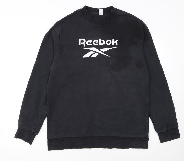 Reebok Men Black Crew Neck Pullover Sweatshirt L