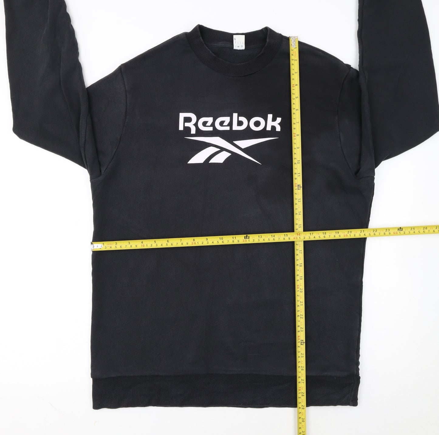 Reebok Men Black Crew Neck Pullover Sweatshirt L