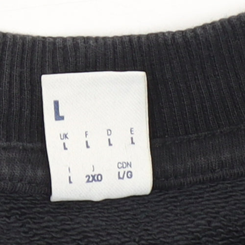 Reebok Men Black Crew Neck Pullover Sweatshirt L