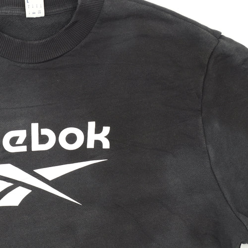 Reebok Men Black Crew Neck Pullover Sweatshirt L