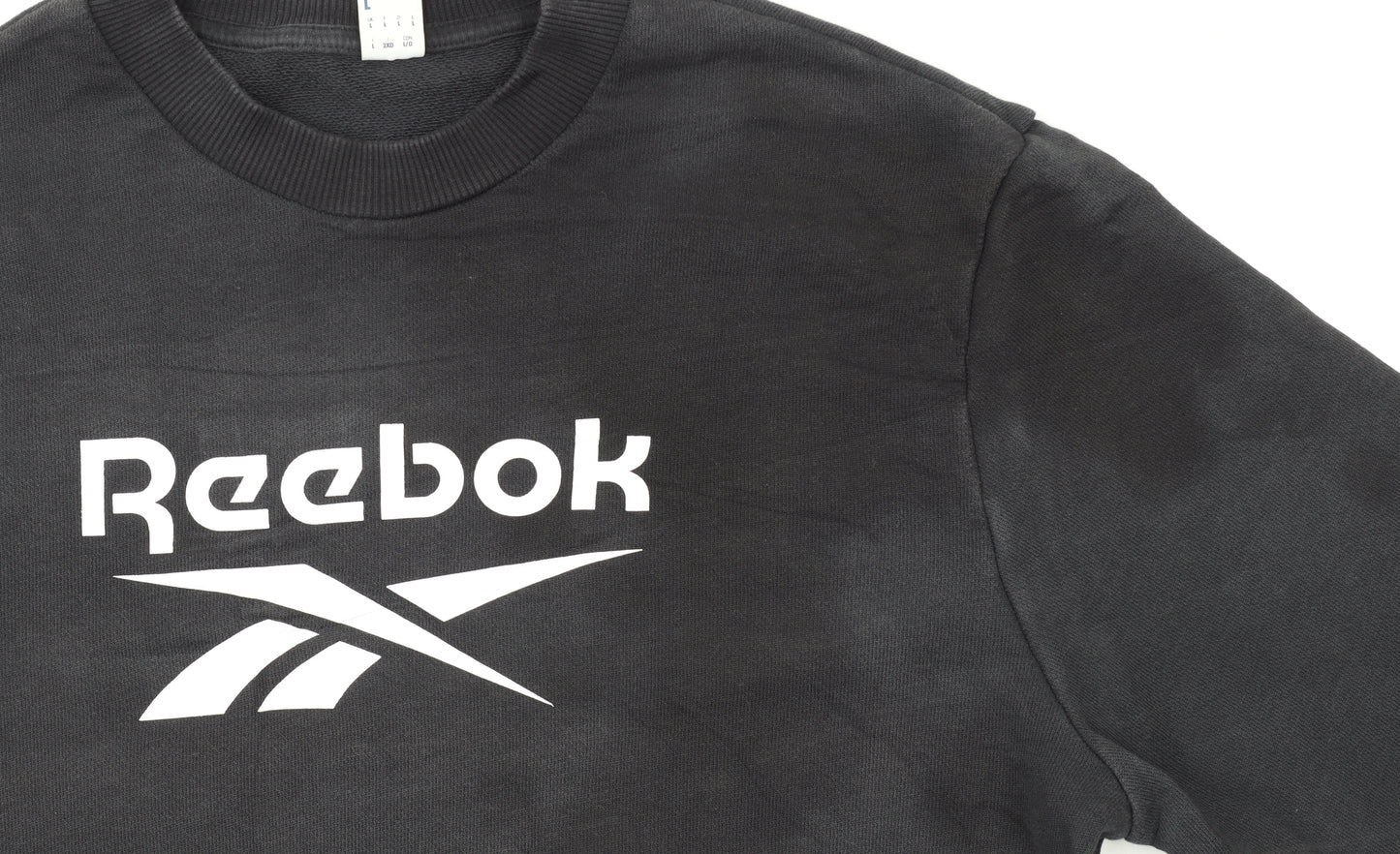 Reebok Men Black Crew Neck Pullover Sweatshirt L