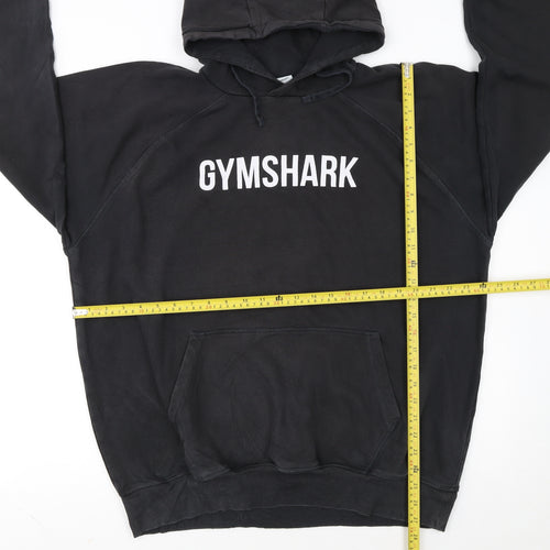 Gymshark Men Black Pullover Hoodie L Logo Fleece Sweatshirt