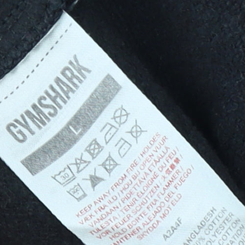 Gymshark Men Black Pullover Hoodie L Logo Fleece Sweatshirt