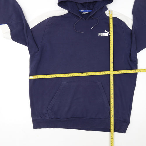 Puma Men's Blue XL Pullover Hoodie with Logo and Kangaroo Pocket