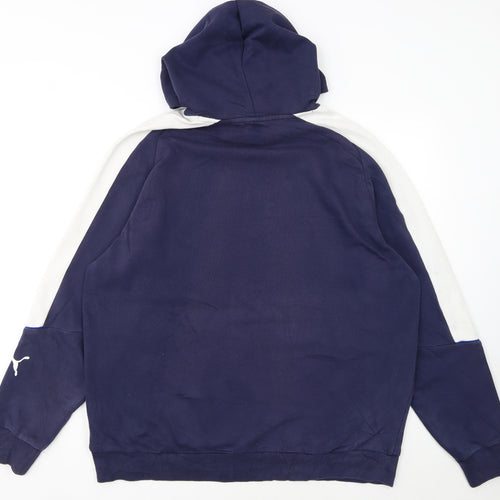 Puma Men's Blue XL Pullover Hoodie with Logo and Kangaroo Pocket
