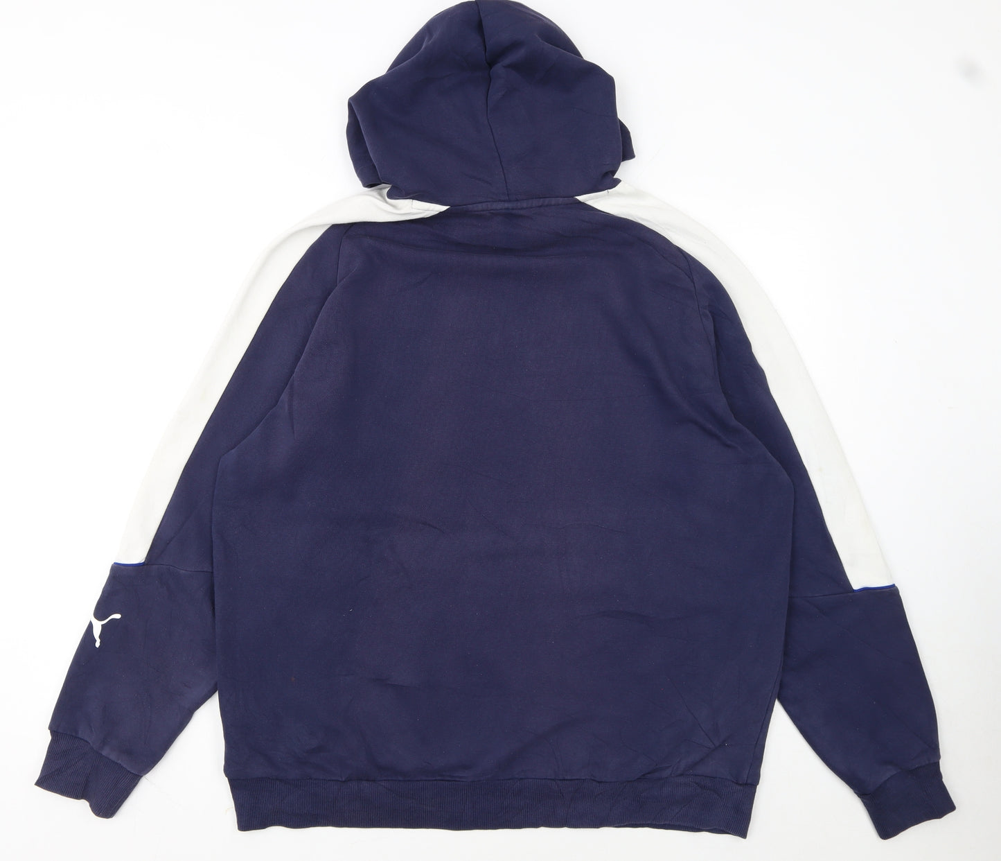 Puma Men's Blue XL Pullover Hoodie with Logo and Kangaroo Pocket