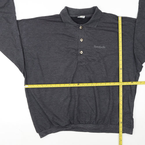 Reebok Men's Grey Long Sleeve 2XL Polo Shirt Classic Sportswear