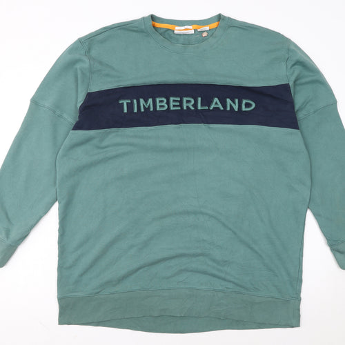 Timberland Men's Green Logo Crew Neck Regular Fit 2XL Sweatshirt