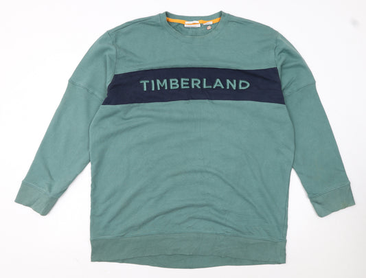 Timberland Men's Green Logo Crew Neck Regular Fit 2XL Sweatshirt