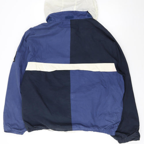 Nautica Mens Blue Colourblock Hooded Windbreaker Jacket XXL Cotton Nylon