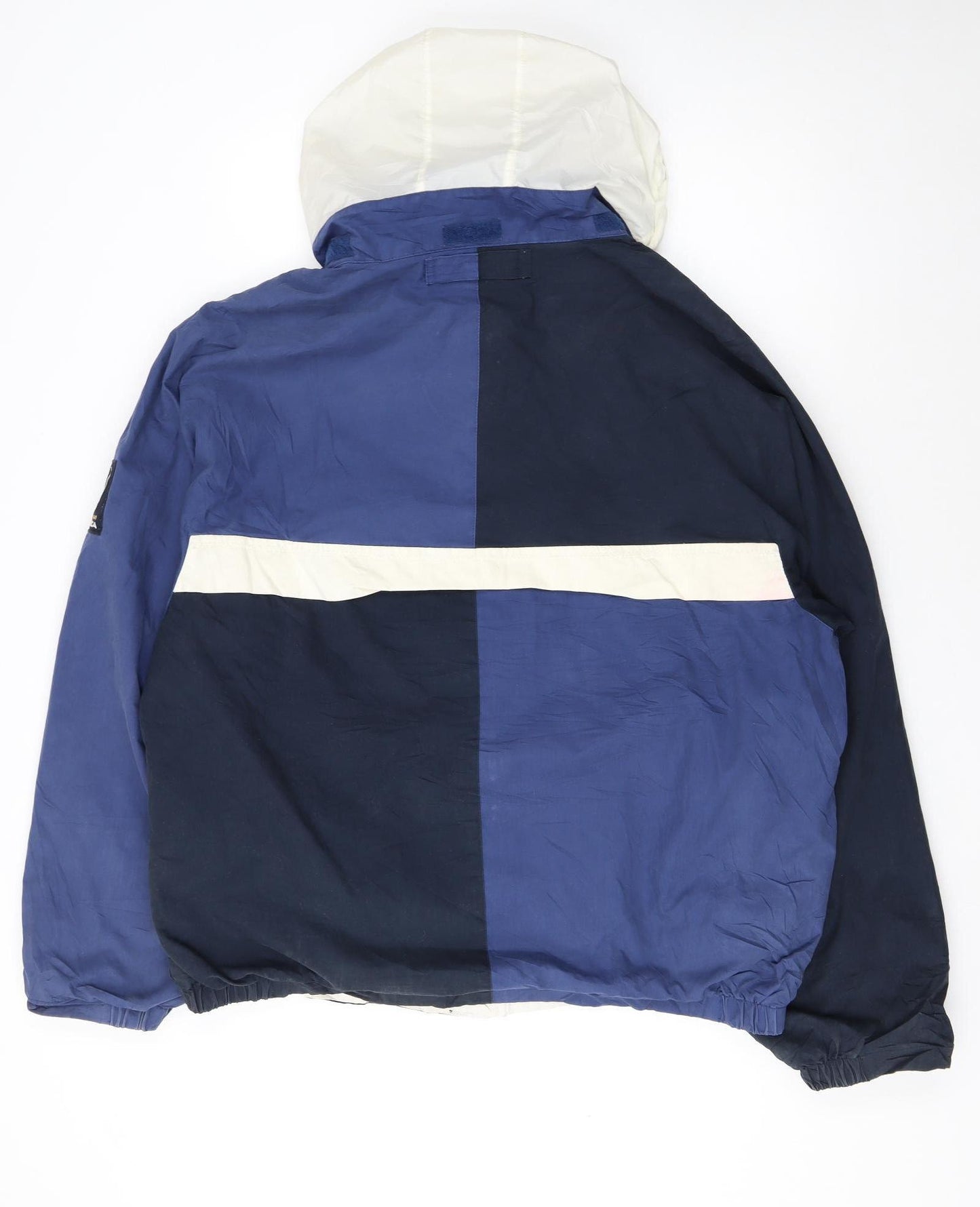 Nautica Mens Blue Colourblock Hooded Windbreaker Jacket XXL Cotton Nylon